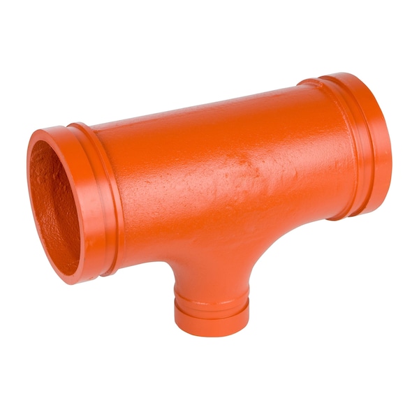 Usa Industrials Grvd Pipe Fitting - Ductile Iron Orange Enamel-Coated - Reducing Branch Tee - 4 x 3 Grvd End ZUSA-PF-19871 - main